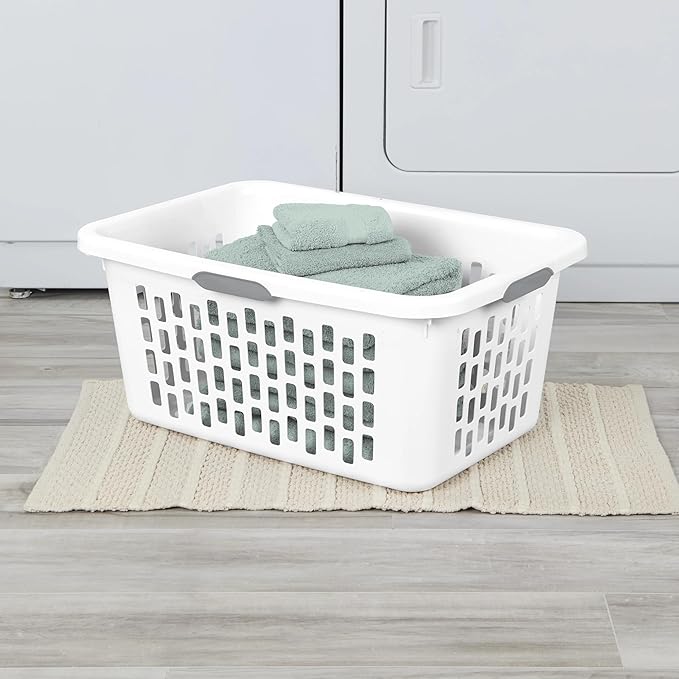 2-Bushel Plastic Laundry Hamper with 4 Ergonomic Handles – BPA-Free, Spacious Design for Household Use, White - Image 5