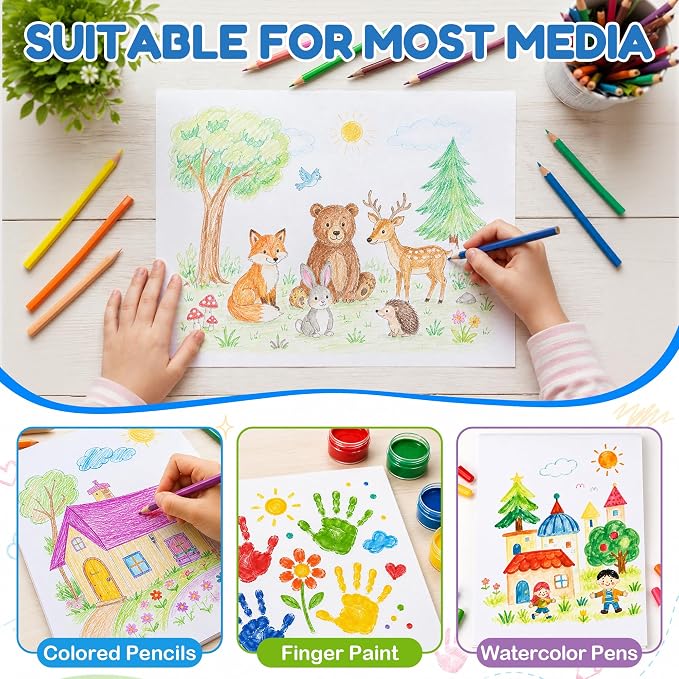 9" x 12" Sketch Book, 24‑Pack 20‑Sheet Drawing Pads for Kids | Bulk Art Supplies for Coloring, Doodling, Painting & Writing, Sketch Pad for Kids (Top Glued) - Image 3