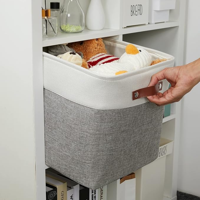 DULLEMELO 13 inch Fabric Storage Cubes 4 Pack Foldable Baskets/Bins for Home Office Organizer Closet, Shelves, Toy, Nursery - Image 4