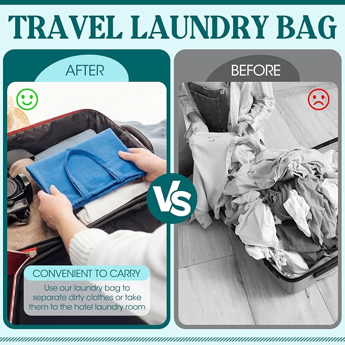 Zhehao 6 Packs Large Canvas Laundry Bags 20" x 28" Cotton Thick Cloth Laundry Bag with Handles & Drawstring Heavy Duty for Basket Hamper college Dorm Apartment Dwellers and Travel(Cool Color) - Image 5