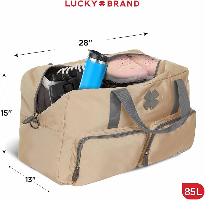 Lucky Brand Large Duffle Bag for Travel, Foldable Weekender Duffel bag | Travel Overnight Duffel bag, Adjustable Shoulder Strap, Front Zip Pockets, Spacious Capacity, Unisex Lightweight Travel Bag - Image 2