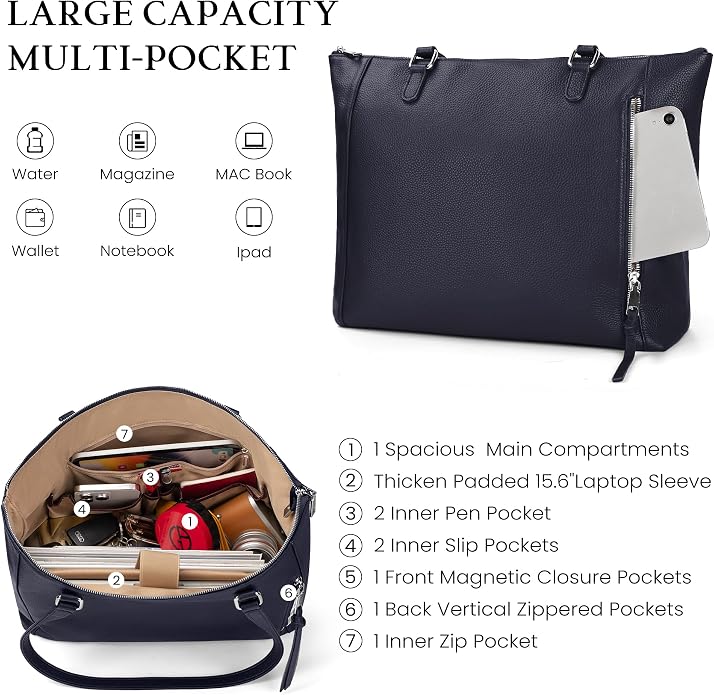 befen Genuine Leather Tote Bag for Women, Large Tote Bag for Women for Work Purses Satchel Handbags with Top Handles - Image 5