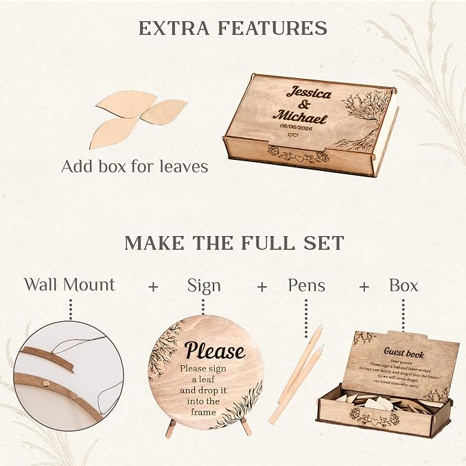Tree Leaves Guest Book | Personalized Wedding Guest Book Alternative | Personalized Maple Tree and Leaves Wedding Guest Book Alternative | Tree Guest Book for Wedding | Drop Box Guest Book - Image 6