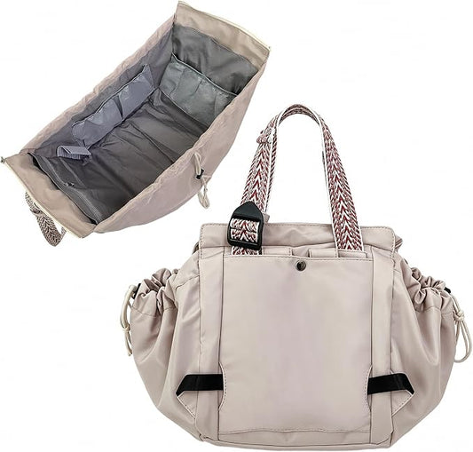 Women's Everyday Tote Bag,Diaper Bag,Baby Bag,Newborn Essentials,Large Capacity,Baby Christening Gift,Baby Registry（Champagne-colored） by Unknown