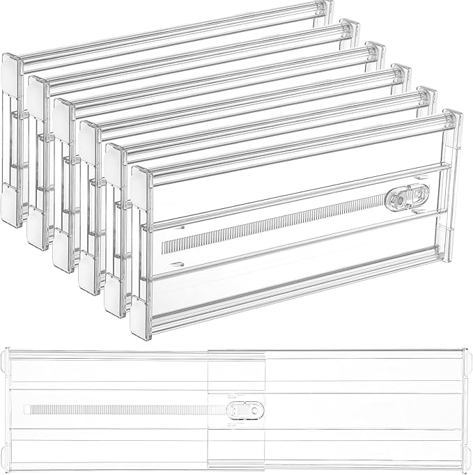 Vtopmart 6" Tall Upgrade Drawer Dividers, 12.8"-22.3" Expandable, 6 Pack | Deep Drawer Organizer, Big Drawer Separator, Clear plastic Adjustable Storage Divider for Dresser, Baby Supplies, Kitchenware by Vtopmart