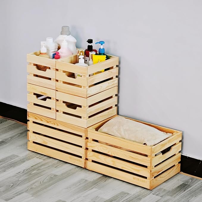Wooden Crates, Set of 4 for Storage, Milk Crate, Wine Box, Toy Bin, Display Decor, and Camping, 12.2 Inch Sturdy Multi-Purpose Wood Boxes. - Image 5