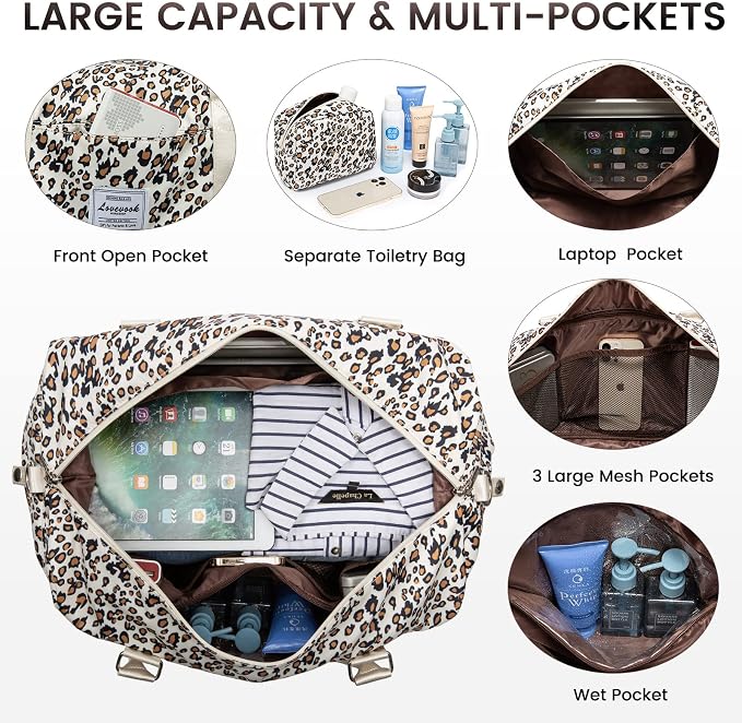 LOVEVOOK Travel Duffle Bag,Weekender Bags for Women with Shoe Compartment，Carry on Overnight Bag with Toiletry Bag,Gym Duffel Bag with Wet Pocket, Hospital Bags for Labor and Delivery - Image 3