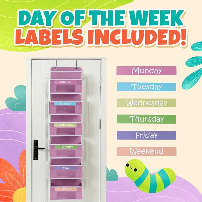 Weekly Clothes Organizer for Kids, Monday through Friday Clothing, 6 Shelf | Houseables Days of the Week Clothes Organizer, Kids Closet, Daily Outfit Storage, Weekday, M-F, School, Hanging, Over Door - Image 3