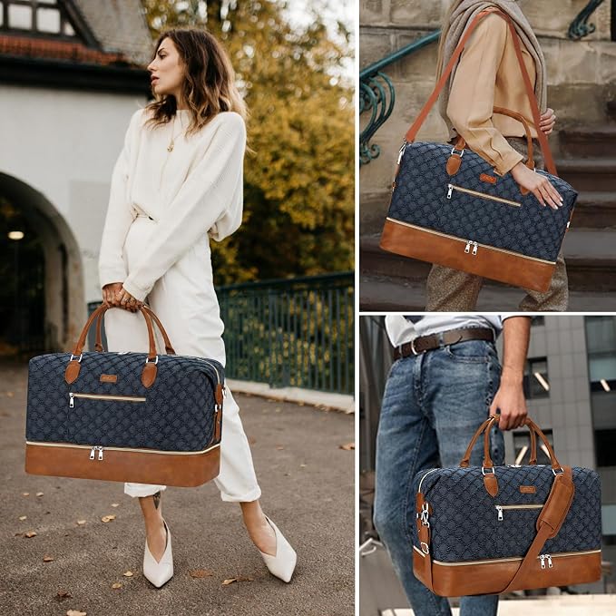 ITIEZY Weekender Bag for Women 21.5" Travel Duffel Large Carry On Bag 3PCS | Nylon Duffel Bag with Waterproof Shoe Compartment, Crossbody Bag and Toiletry Bag, Travel Weekend Hospital Overnight Gym Bag - Image 6