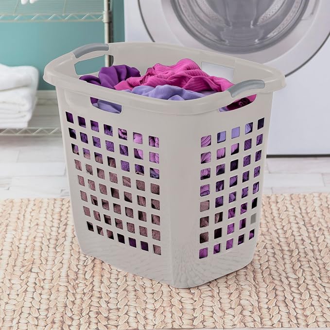 Sterilite Ultra Easy Carry Hamper, Laundry Basket Organizer, 4-Pack | 2.1 Bushel, Gray Pumice - Large Plastic Clothes Bin for Home, Dorm, Bathroom, and Bedroom Organization - Image 4