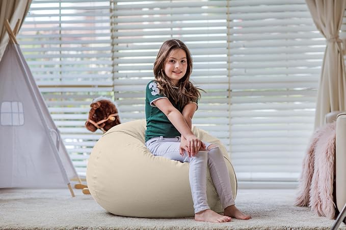 Wekapo Stuffed Animal Storage Bean Bag Chair Cover for Kids | Stuffable Zipper Beanbag for Organizing Children Plush Toys Large Premium Cotton Canvas (Almond Oil, XX-Large) - Image 4