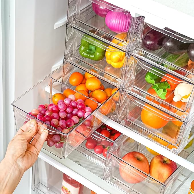 Clemate 8Pack Stackable Kitchen Storage Organizer,Pantry Organizers and Storage, Foods Organizer Bins, Fits Kitchen, Pantry, Cabinet, Closet, All Purpose Portable Household Containers - Image 4