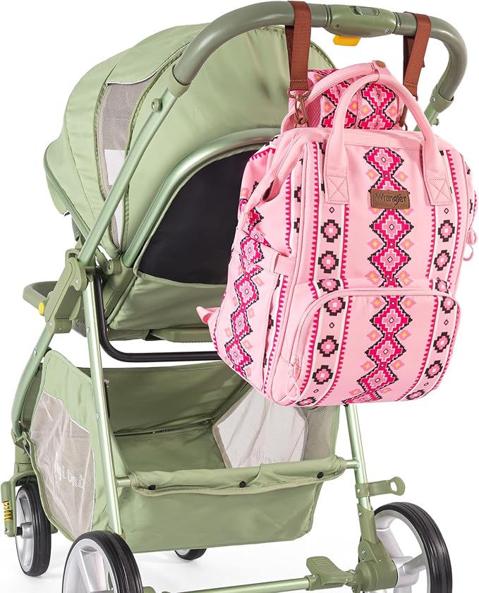 Wrangler Aztec Backpack Organized Daypack Travel Baby Bag with Stroller Strap and Side Bottle Pockets WG2204-9110PK - Image 6