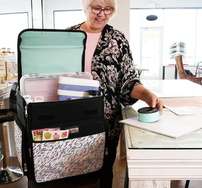 Everything Mary Collapsible Rolling Craft Bag, Pill - Wheeled Scrapbook Tote for Scrapbooking & Art - Travel Organizer Storage Bin for Paper, Glue, Tape - Roller Cart for Teachers & Medical - Image 4