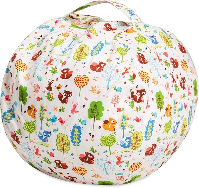 Posh Stuffable Kids Stuffed Animal Storage Bean Bag Chair Cover - Childrens Toy Organizer, Large 38" - Canvas Animals Forest Critters - Image 7