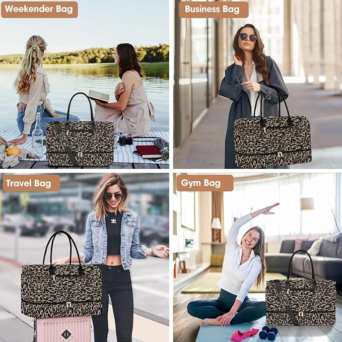 Travel Weekender Bags for Women: Duffel Bag with Shoe Compartment Overnight | 40L Capacity for 5 Day Trip Waterproof Durable Toiletry Bag Wet Pocket for Damp Items Suitable for Weekend Trips Hospital - Image 6