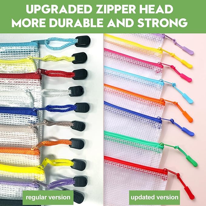 YOPCDJ 24pcs Mesh Zipper Pouch File Bags Puzzle Storage Bags, A3 17x12 Inches Large Reusable Zipper Pouches for Organizing Classroom Board Game Organization - Image 2