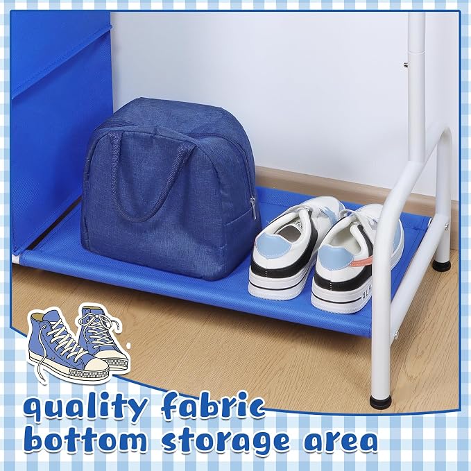 Univivi Kids Clothing Rack with Hanging Organizer, 43 Inch, Blue and White | Toddler Dress Up Storage with Bottom Shelf, Sturdy Metal Baby Clothes Rack, Kids Dress up Rack for Nursery, Playroom, Bedroom - Image 5
