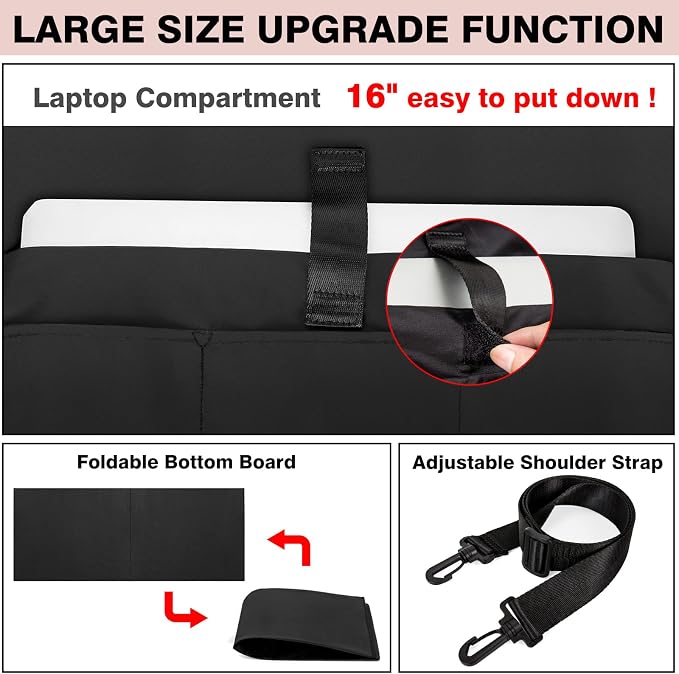 IBFUN Utility Tote Bag with 24 Pockets, Large Teacher Travel Tote for Women | Large Work Tote Bag 2pcs with Zipper for Travel Daily School Teacher Nurse, Large Lightweight Laptop Shoulder Bag Handbag - Image 7