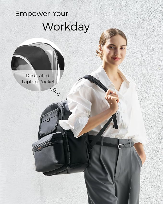 Momcozy Diaper Bag Backpack for Travel & Work - Waterproof and Multi-Pocket | Baby Bag with changing pad,mom bag with Insulated Pouch, Stroller Straps & Laptop Compartment - Image 8