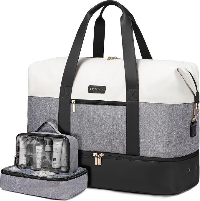 LOVEVOOK Weekender Bag for Women, Large Duffle Bag for Travel with 2 Packing Cubes, Carry on Overnight Bag with Shoe Compartment, Mom Hospital Bags for Labor and Delivery by LOVEVOOK