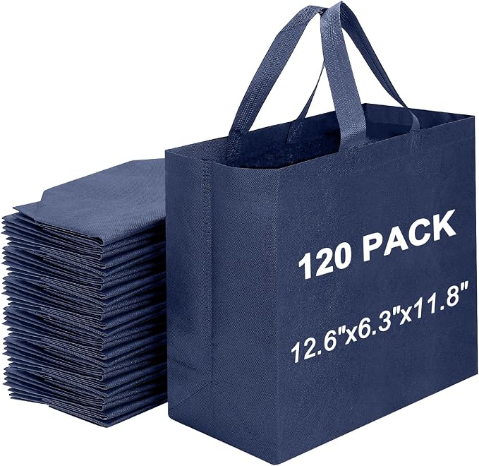 Reusable Grocery Bags 12.6 * 6.3 * 11.8 in - Non Woven Totes Bag with Reinforced Handles, Shopping Bags Bulk by Unknown