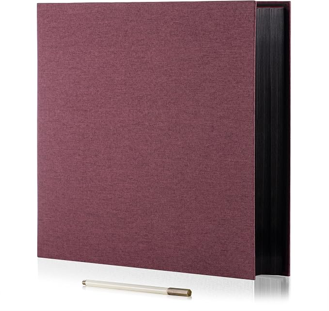 Large Photo Album Self Adhesive for 4x6 8x10 Magnetic Scrapbook Album DIY 60 Black Sticky Pages Linen Cover Photo Album(Purple) by HoneyTolly