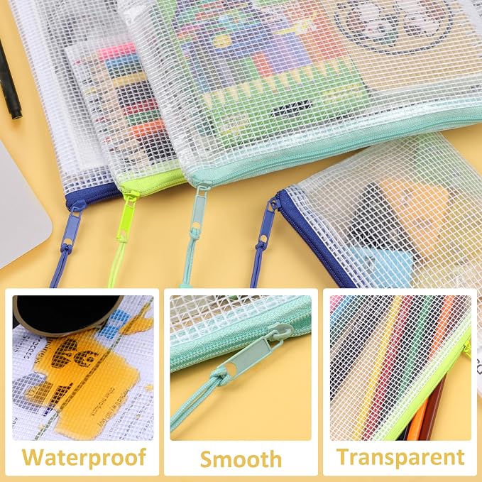 YOPCDJ 36pcs Mesh Zipper Pouch Bags,12 Colors for Storage Bags with Zipper, 8 Sizes for Reusable Plastic Zip Organizer for Travel Cosmetics - Image 3