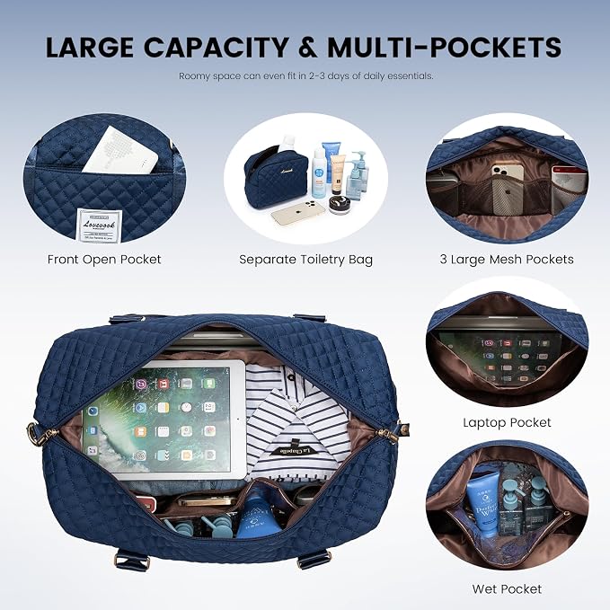 LOVEVOOK Travel Duffle Bag,Weekender Bags for Women with Shoe Compartment，Carry on Overnight Bag with Toiletry Bag,Gym Duffel Bag with Wet Pocket, Hospital Bags for Labor and Delivery - Image 4
