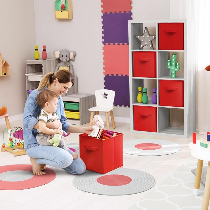 Sorbus Fabric Storage Cubes - 8 Foldable Storage Bins for Organizing Pantry, Cubbies, Toy Box - Clothes Storage & Closet Organizer - 11 Inch Collapsible Cube Baskets for Shelves with Handle - Image 4