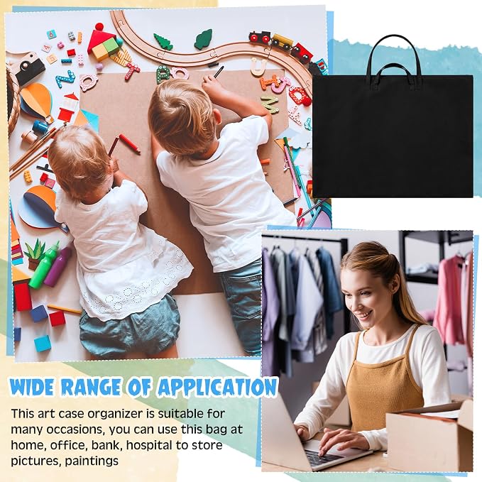 Abbylike 1 Pcs 48x36 Inch Art Portfolio Tote Bag Large Waterproof Nylon Carrying Storage Case with Shoulder Strap Holds Poster Board Painting Drawing Sketch for Artist Students Art Work(Black) - Image 7