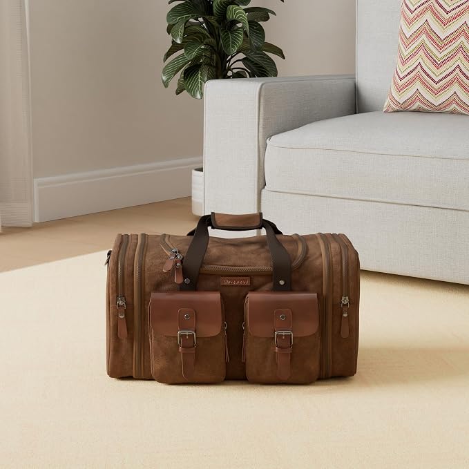 Wildroad Waxed Canvas Duffle Bag - 60L Weekender Overnight Travel Bag | Gifts for Men, Holiday Birthday Gift for Dad, Husband & Partner, Carry-on Size - Image 2