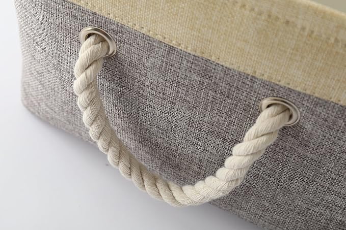 Storage Basket for Organizing - 3 Pack 14x10x7 inch Large Collapsible Storage Bin for Shelves, Fabric Storage Cubes for Organizer ClosetCloth Gift Toy (Grey & Gold) - Image 9