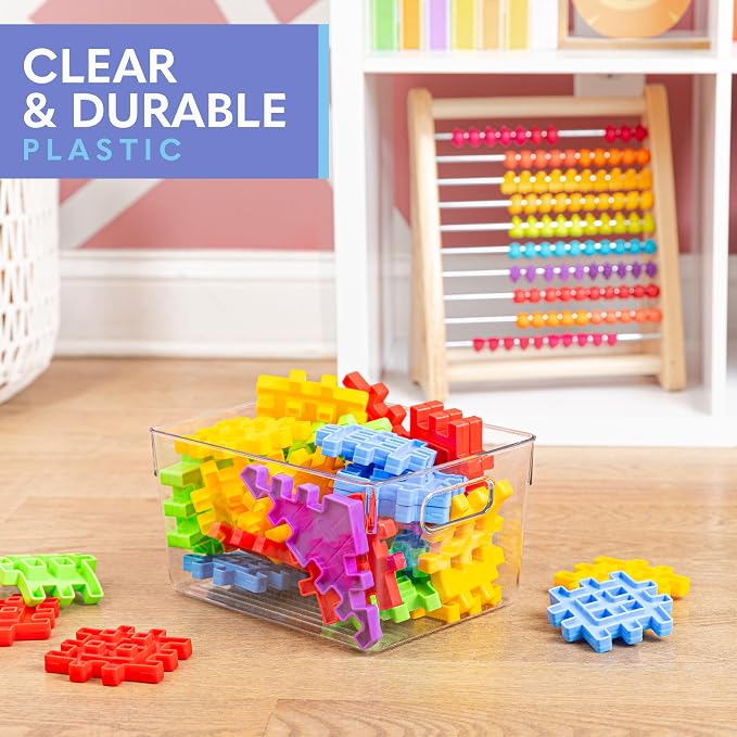 Plastic Food Storage 2 Pack Clear Container Bin with Handles for Organizing Kitchen, Pantry, Refrigerator, Freezer, Pantry, Cabinet, Closet, Bathroom. 10”x7.5”x5.3” - Image 6