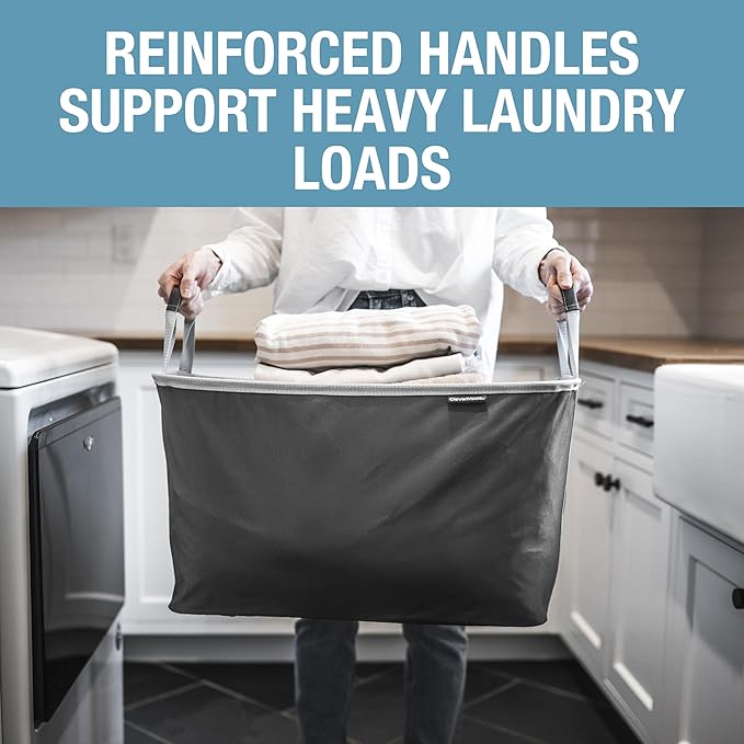 Collapsible Laundry Basket - Midnight Black/Shadow Gray (2PK) | Clear Floor Space Between Laundry Days | Each Basket Holds 55 lb, Stays Upright While Loading, and Folds to 1.25 Inches - Image 4
