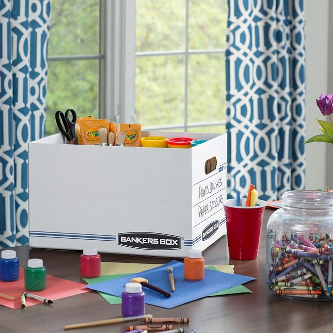 Bankers Box 12-Pack Basic-Duty File Storage Box with Lid, Letter/Legal | Tame everyday paperwork with affordable file boxes, lift-off lids, and reinforced handles for simple record storage. - Image 5