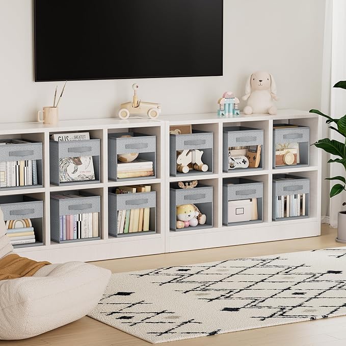 DIMJ Collapsible Storage Cubes, 6 Packs Cube Storage Bins with Window, Fabric Storage Baskets for Shelves, Closet Storage Boxes for Clothes, Toys, Books, 11 Inches Sundries Blended - Image 6