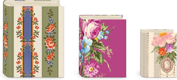 Punch Studio Decorative Storage Boxes with Lids | Nested Book Style Set of 3 Coated Cardboard Keepsake Box for Photos Documents Gifts Home Organization, 11” x 13.5” – Timeless Treasures Floral - Image 5