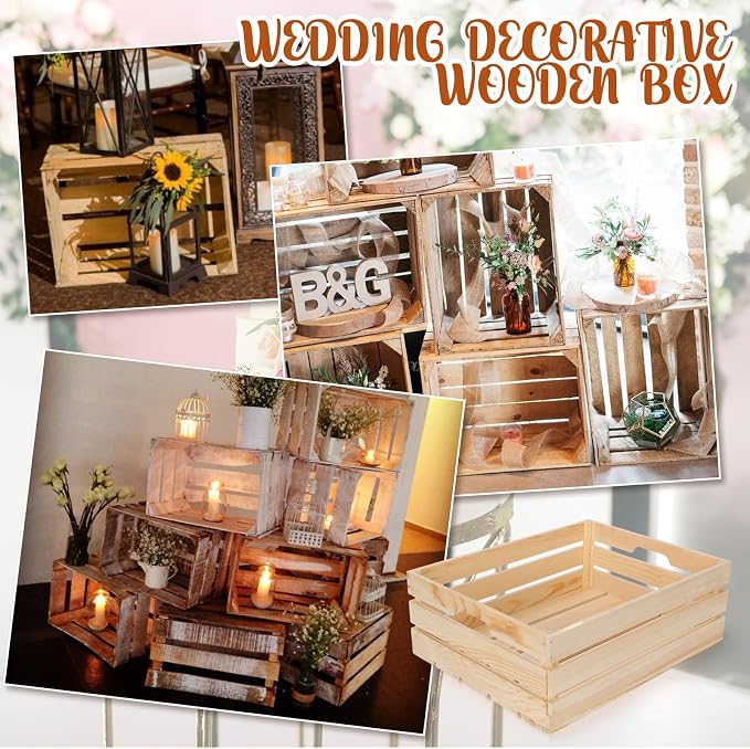 Soaoo 5 Pcs Decorative Nesting Wooden Crates for Storage Display 5 Size Large Small Rustic Wood Decorative Storage Crates with Handle Farmhouse Crate Box Container Made from Pine(Classic Color) - Image 5