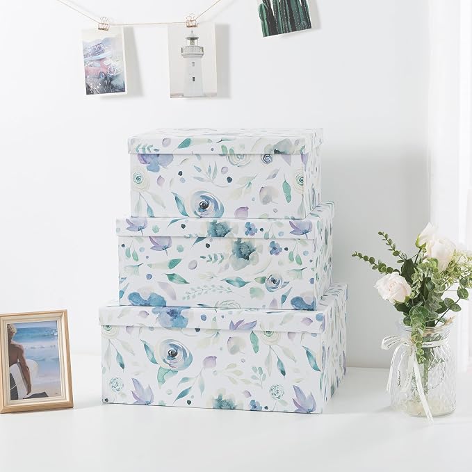 Soul & Lane - Handpicked Bouquet Floral Storage Boxes with Lids, Set of 3 | Large Nesting Cardboard Keepsake Boxes for Memories, Photos and Gifts, Pretty Containers for Home Decor and Organizing - Image 6