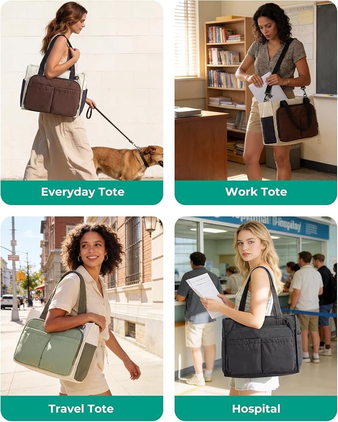 BAGSMART Tote Bag for Women, Puffy Laptop Work College Shoulder Handbag | 30oz or 40oz Tumbler Holder with Crossbody Strap, 13 inch or 15.6 inch Laptop Sleeve, Water Resistant Puffer Teacher Tote Bag - Image 2