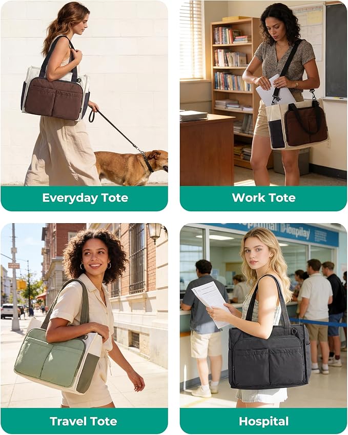 BAGSMART Tote Bag for Women, Puffy Laptop Work College Shoulder Handbag | 30oz or 40oz Tumbler Holder with Crossbody Strap, 13 inch or 15.6 inch Laptop Sleeve, Water Resistant Puffer Teacher Tote Bag - Image 2