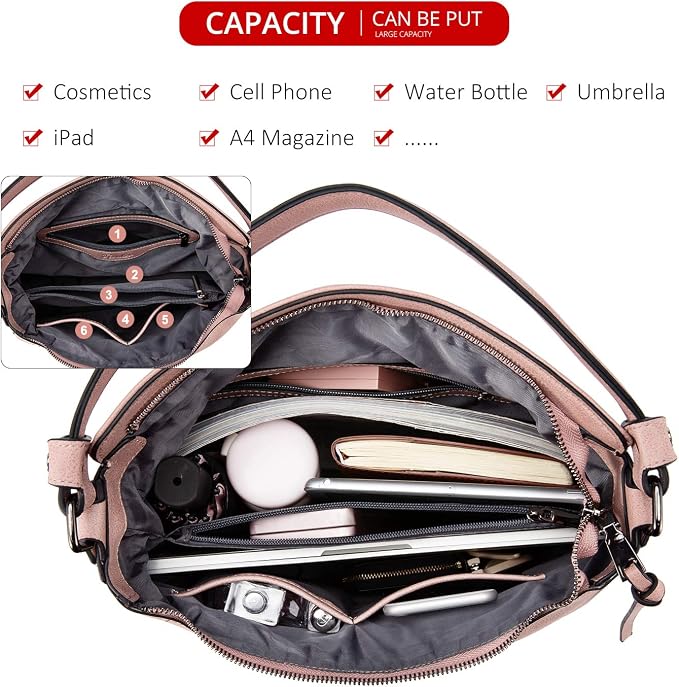 Hobo Crossbody Bag for Women, Designer Shoulder Purse Handbags - Image 6
