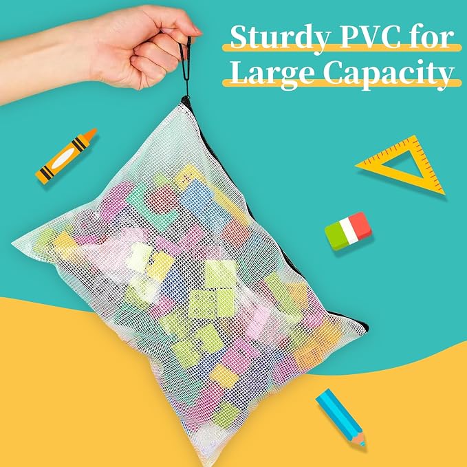 A5 Mesh Zipper Pouch, 24 Pack 9.4" x 6.9" Plastic Zipper Pouches for Organizing, Multipurpose Waterproof Zipper Bags for Travel Office Home Storage, Black - Image 3