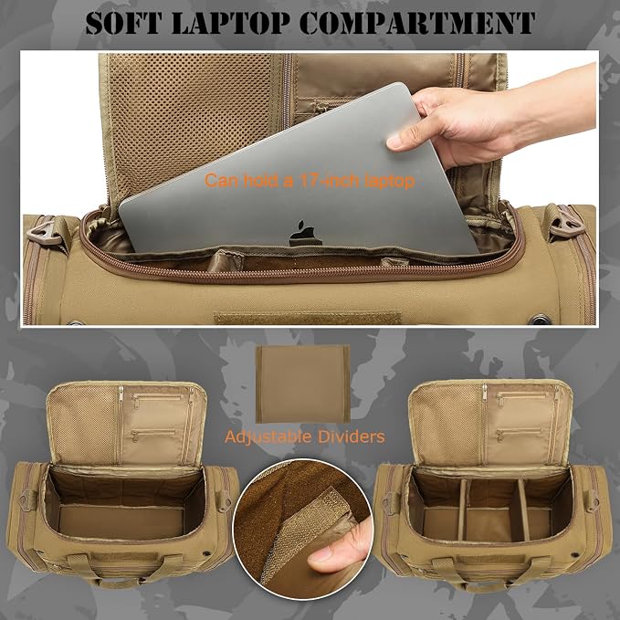 45L Large Duffle Bag for Men & Women - Military Tactical Gym Bag for Travel | Weekender Large Sports Bag with Dividers for Hockey Football Baseball Soccer Basketball & Team Training - Image 4