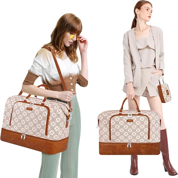 TIBES Travel Weekender Bag for Women, Overnight Bag with Shoe Compartment | 3PCS Large Travel Duffel Bag for Gym, Travel, Hospital, Business Trip, Carry On Tote, Wet & Dry Separation, Water Resistant - Image 6