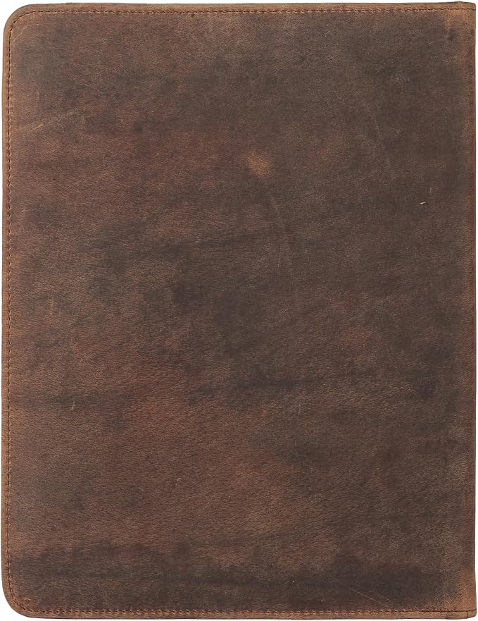 KomalC Leather Portfolio with Zipper Closure | Business Padfolio for Documents, Tablets & Accessories | Vintage Full-Grain Leather Organizer for Professionals - Image 6