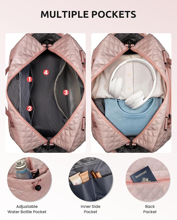 Gifts for Teenage Girls-Personalized Weekender Travel Bag | Bachelorette with Monogram, Girls Duffle Bag with Shoulder Strap, Overnight Bags for Women-Sweet 16 Gifts for Girl (Letter W) - Image 5