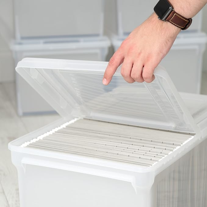 IRIS USA 5-Pack 44 Qt. Letter File Box with Hinged Lid, Clear | Organize lesson plans, classroom files and teaching materials with secure storage for teachers, schools and educators - Image 6