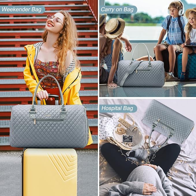 LOVEVOOK Travel Duffle & Weekender Bag for Women - Carry On, Overnight, Gym & Mommy Hospital Bag with Toiletry & Shoe Compartment - Image 6